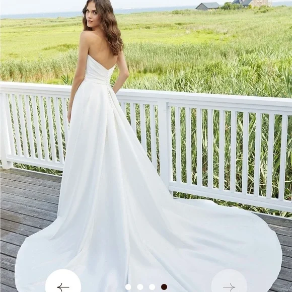 NWT! Morilee Wedding Dress and Pearl/Crystal Beaded Net Sleeves size 18 - Picture 3 of 7